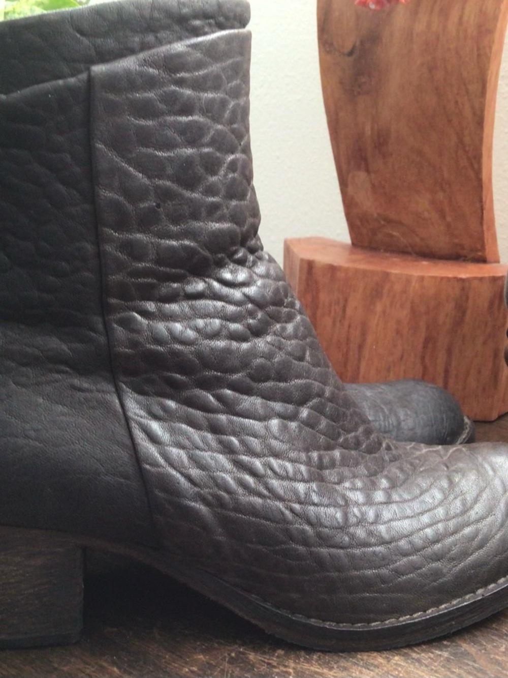 Women's Brown Textured Ankle Booties - Classic Pull-On Style